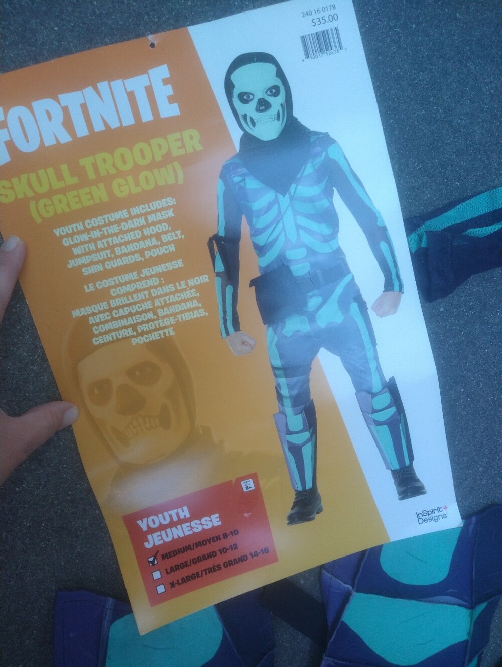 Fortnite Youth Skull Trooper Green Glow Kids Halloween Costume